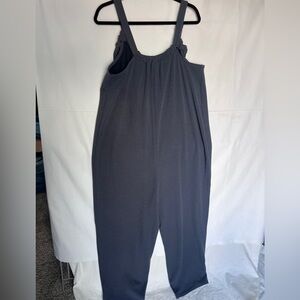 Blue Wide-Leg Jumpsuit with Adjustable Straps 1X